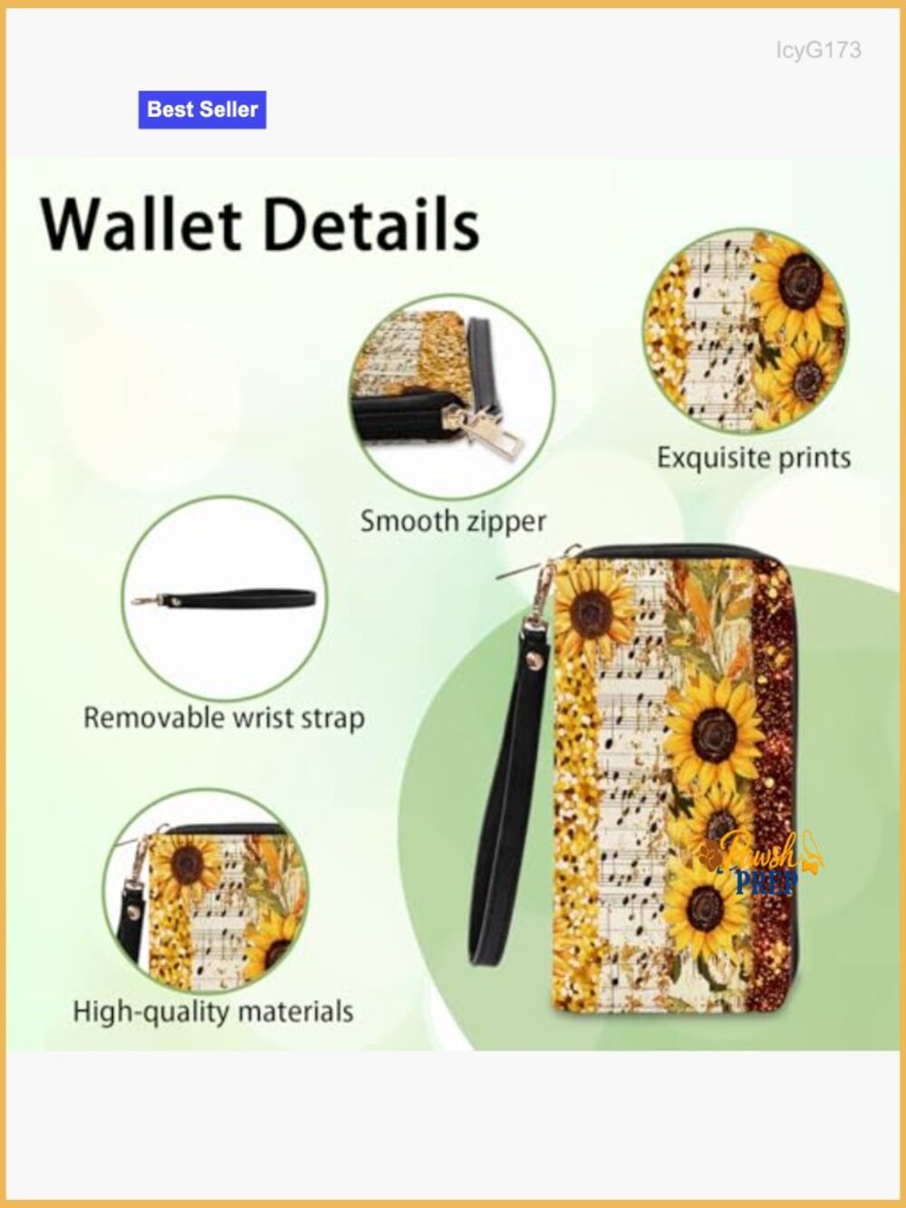 Leopard Print Wallet with Wristlet, Card Slots & Phone Holder - Picture 5 of 7